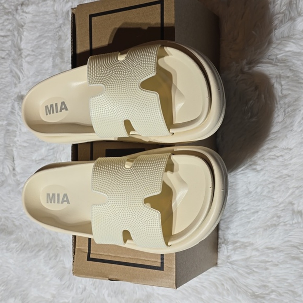 MIA Cream Slide Sandals
